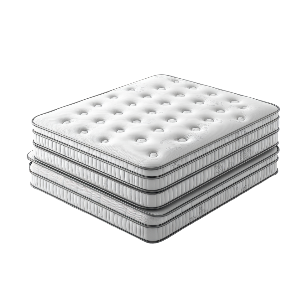 High quality mattresses stacked on a Transparent background for optimal comfort and support, mattresses isolated on background png
