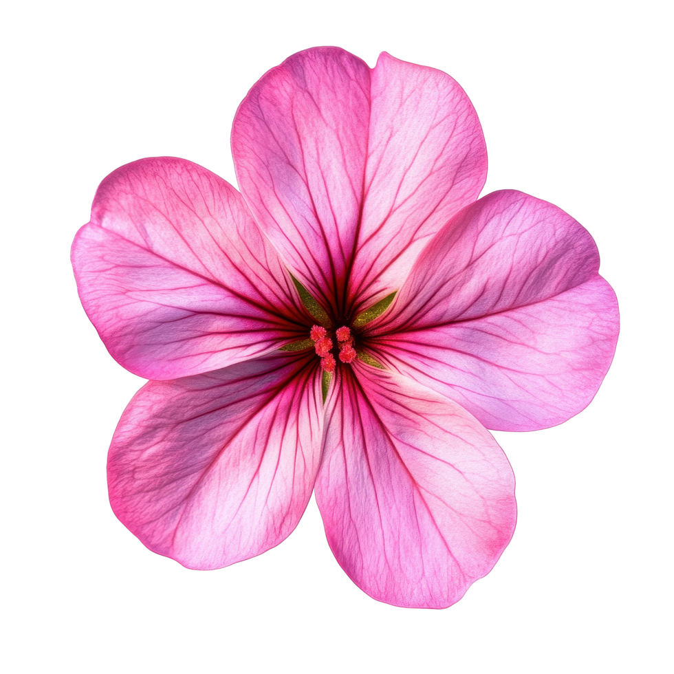 Beautiful geranium flower in vibrant pink tones isolated on Transparent background, cute geranium flower isolated png