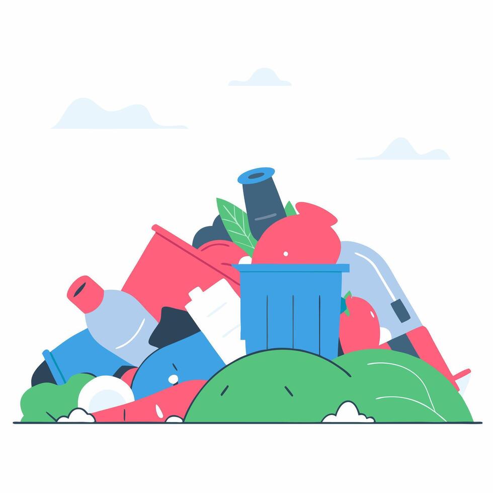 A food waste pile image. Environmental protection and World Cleanup Day concept picture. Flat design. illustration. vector