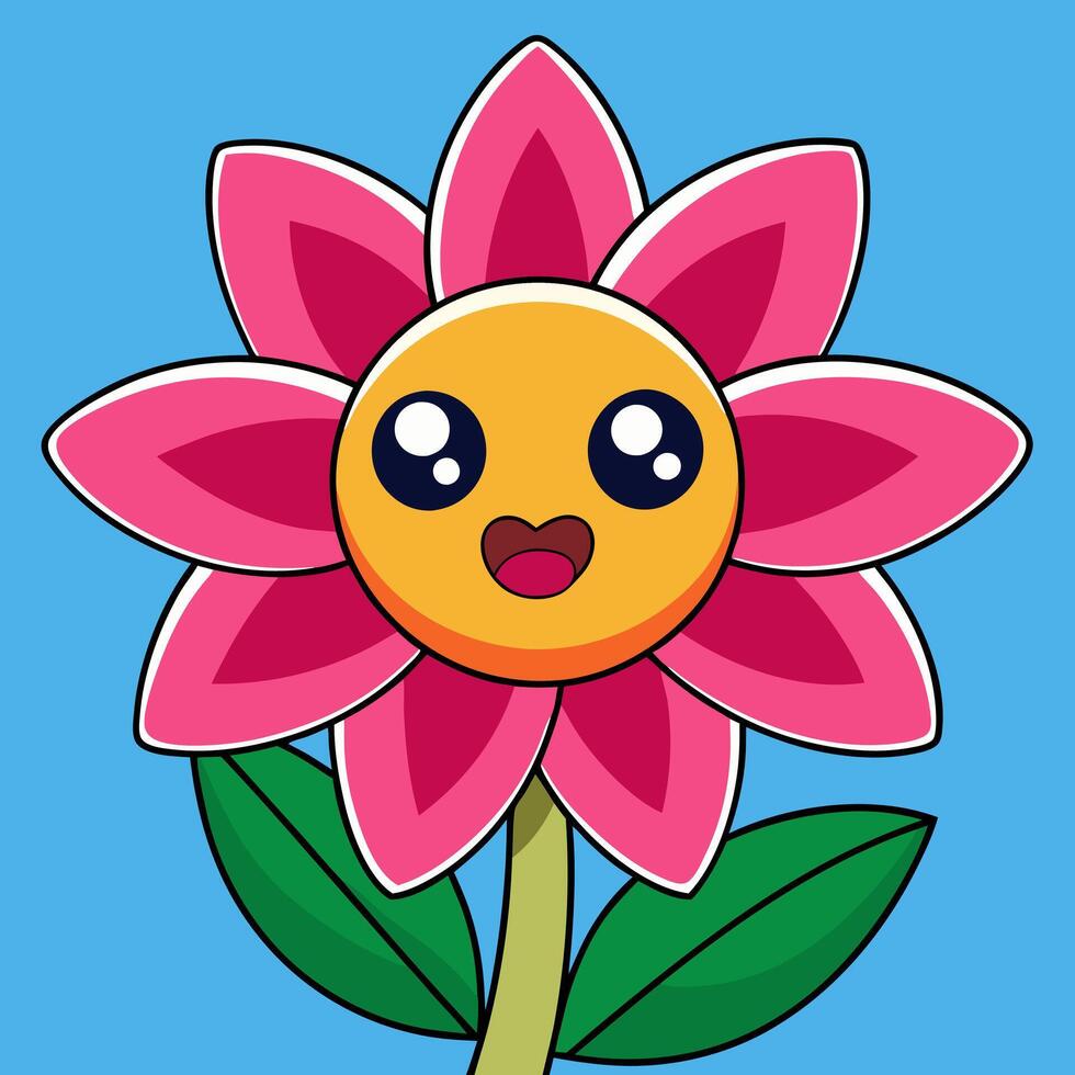 Kawaii happy flower. Cute emotional plant. Cartoon style. vector