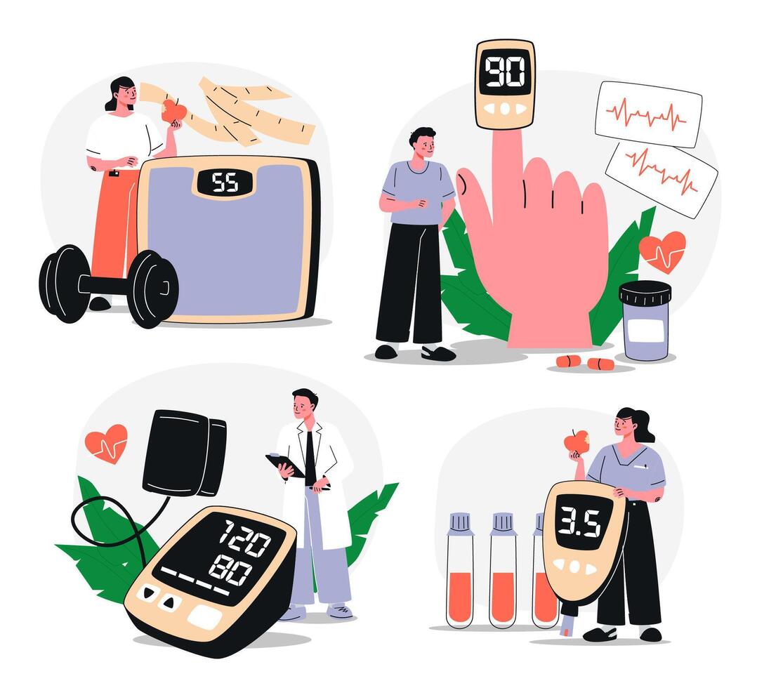 Measuring Devices for Medicine and Health Set. vector