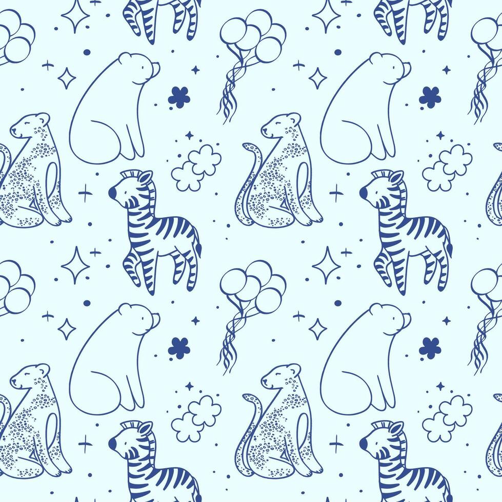 Cute Cartoon Animal Seamless Pattern vector