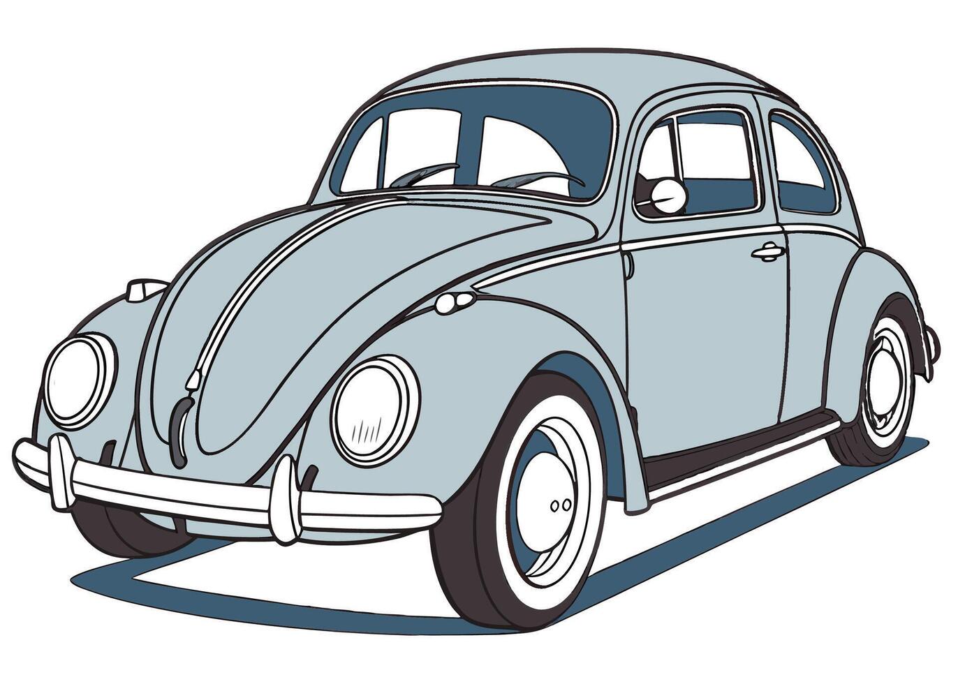 Stylized Light Blue Volkswagen Beetle Illustration vector