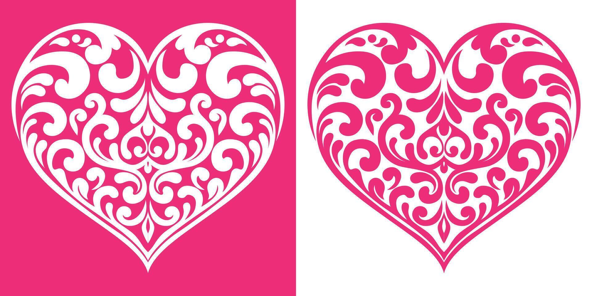 Flourish ornamental heart damask vector