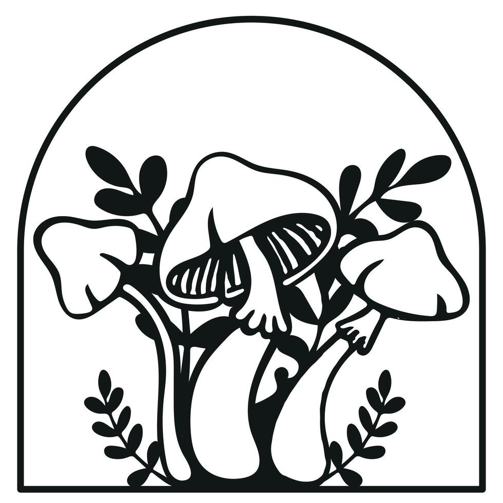magic esoteric whimsical doodle mushrooms vector