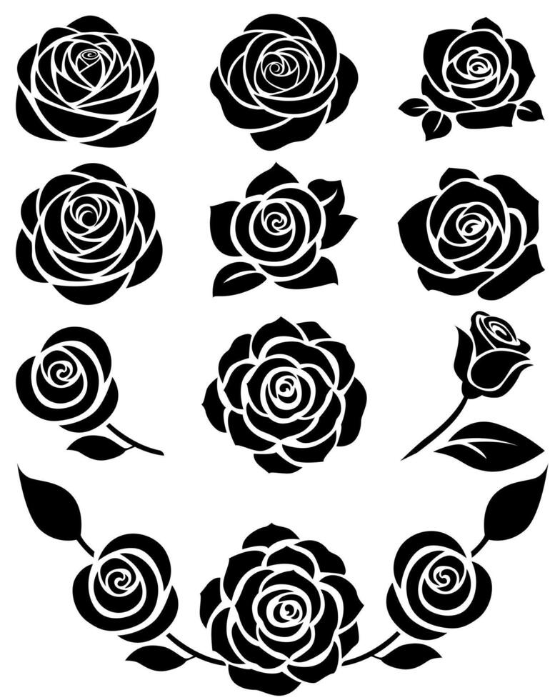 Stencil roses collection vector