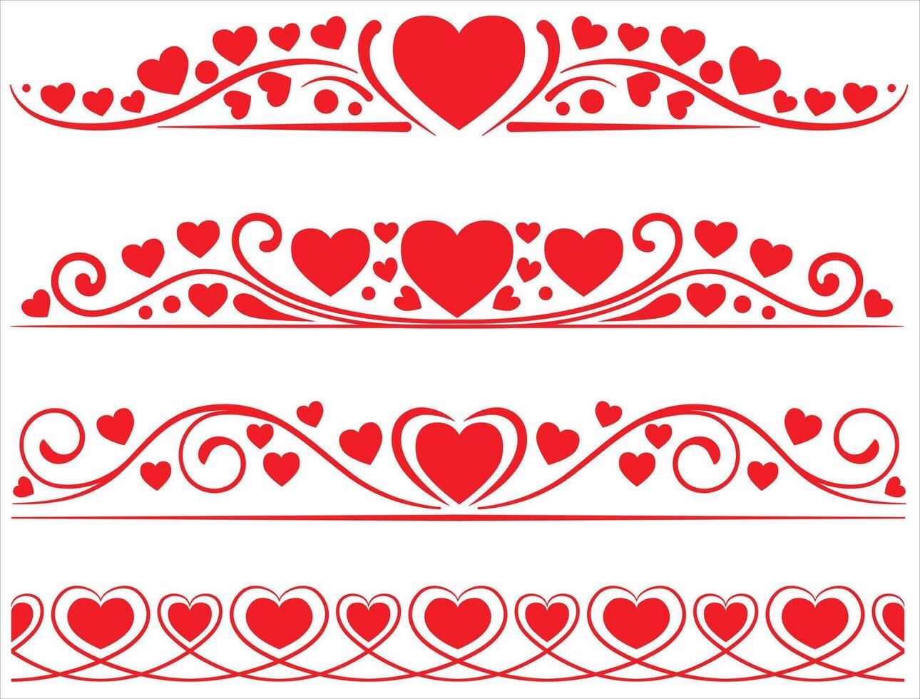 Flourish ornamental borders with hearts vector