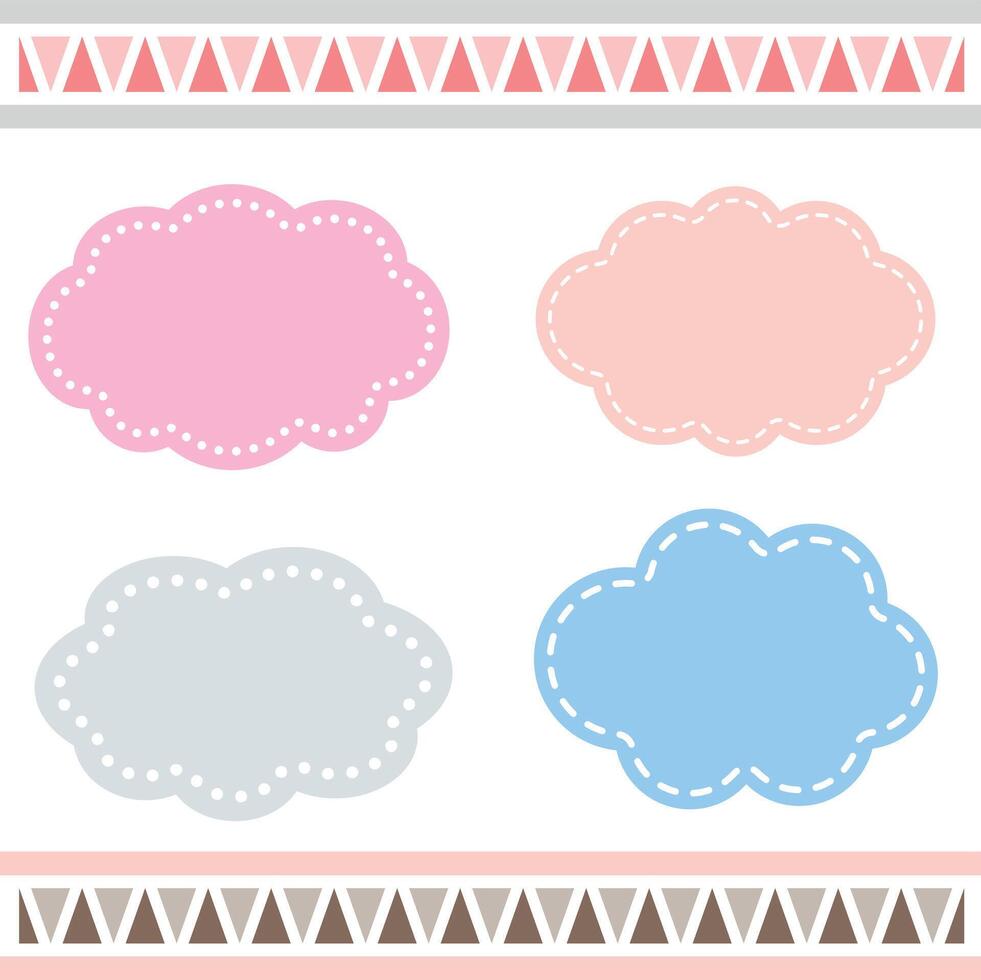 Colorful abstract geometric boho clouds vector