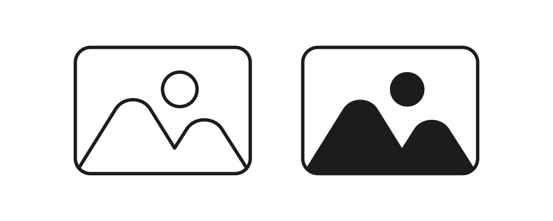 Photo gallery icon. No photo thumbnail graphic element. Not available image in the gallery or album. Editable stroke vector