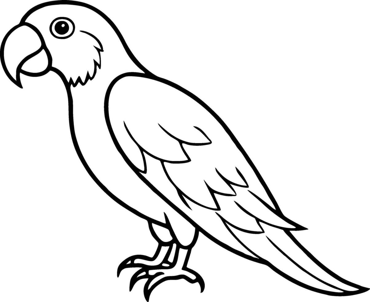 Elegant Bird Parrot Outline for Tattoos and Prints vector