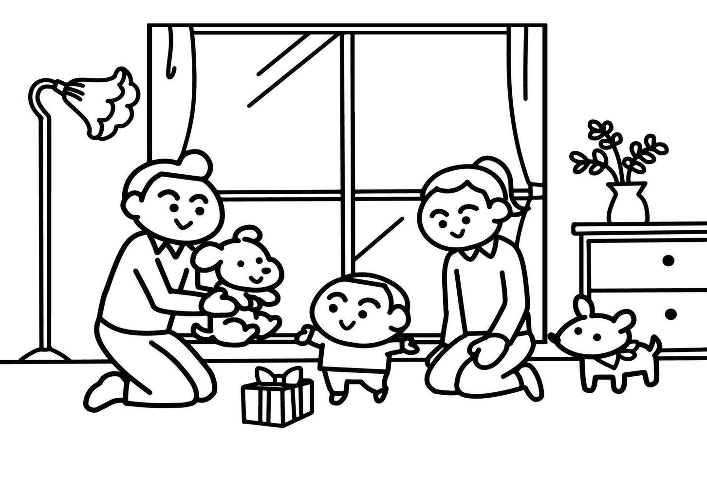 Parent give new pet for kid vector