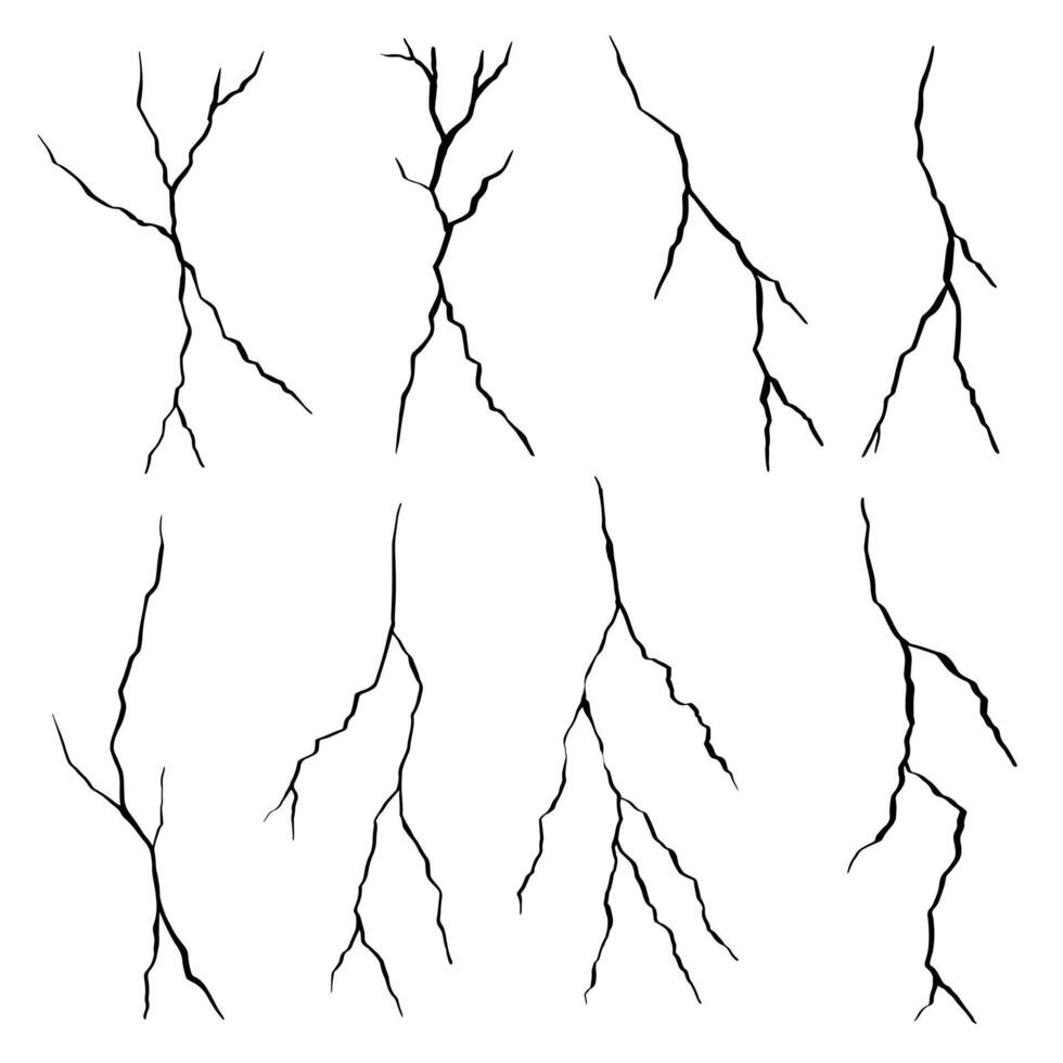 Doodle sketch style of Hand drawn cracks cartoon. cracked ground, ground distress texture, damage texture. old wall background crack. vector