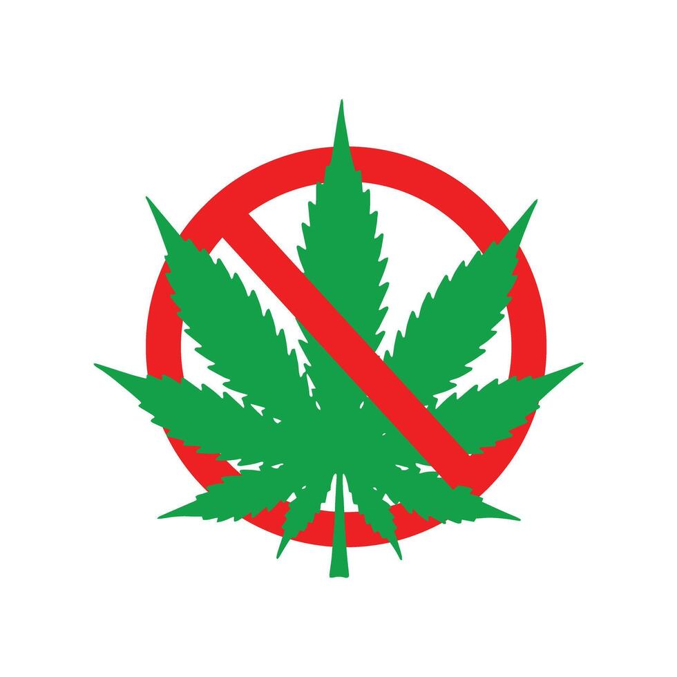 No Cannabis Sign Marijuana Prohibition and Legal Restrictions vector