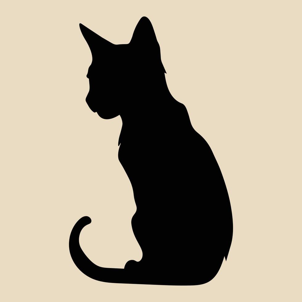 flat isolated sitting cat silhouette, logo, print, decorative sticker vector