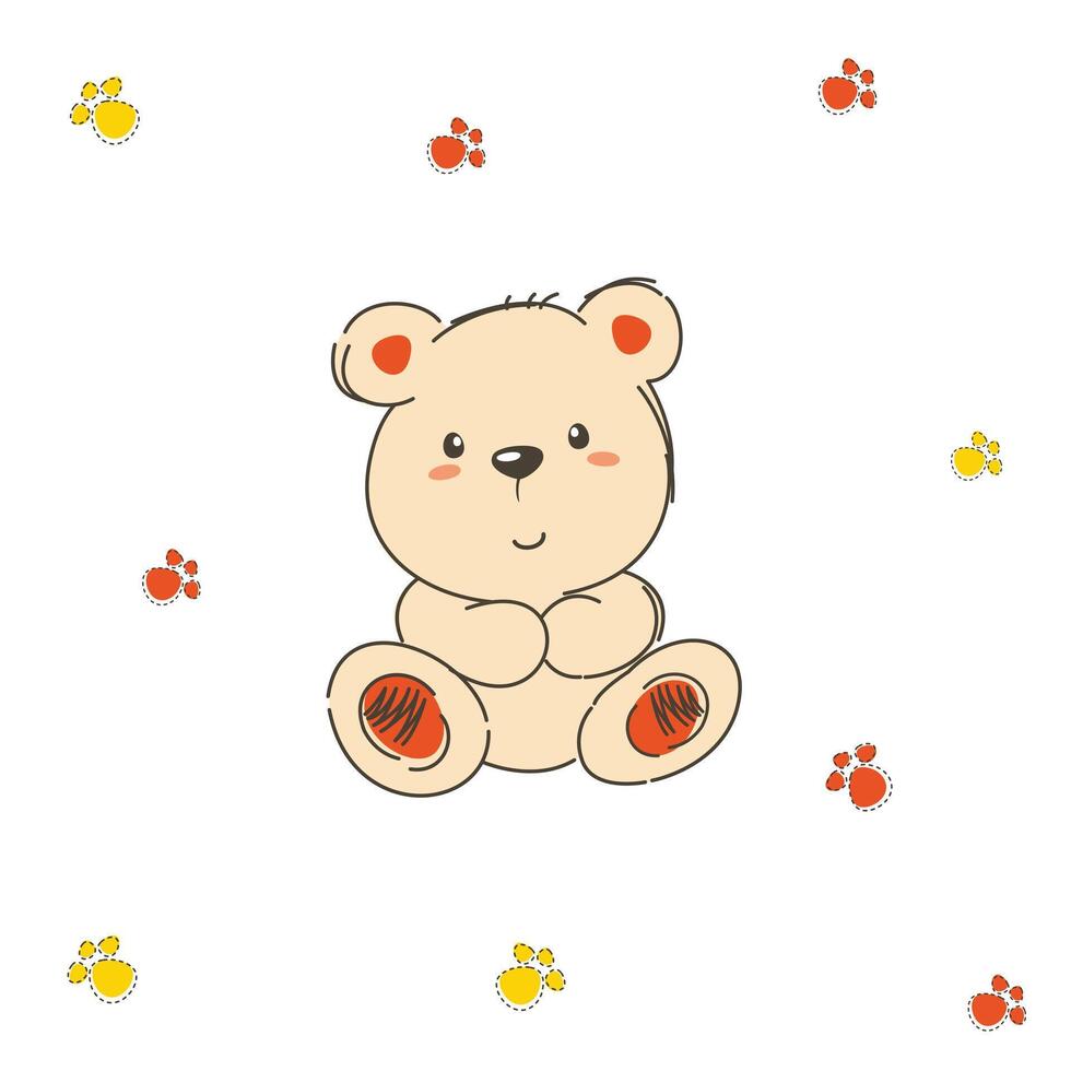 Adorable Bear with Tiny Paws vector