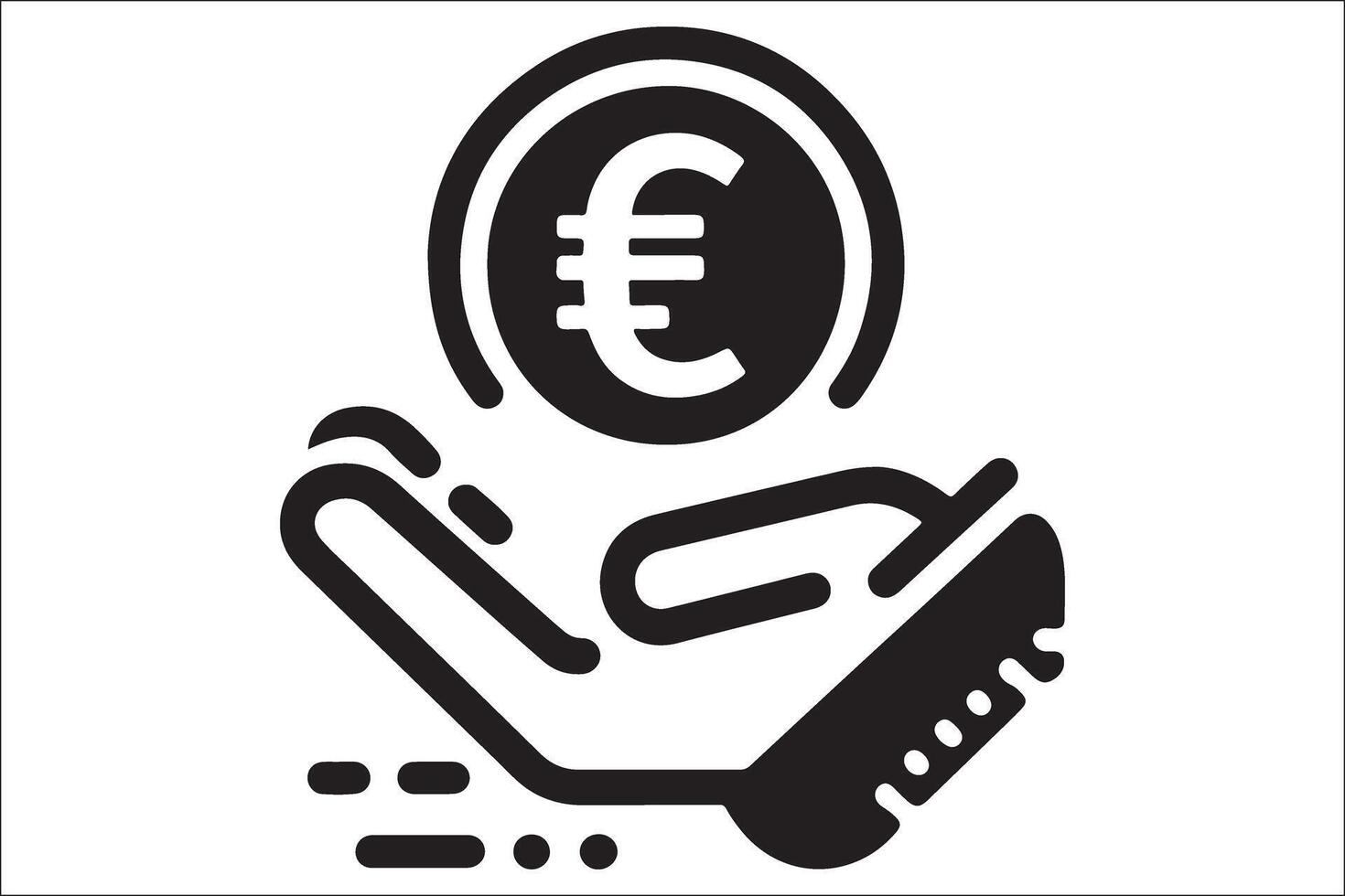 Euro symbol in hand, hand, hand icon, illustration vector