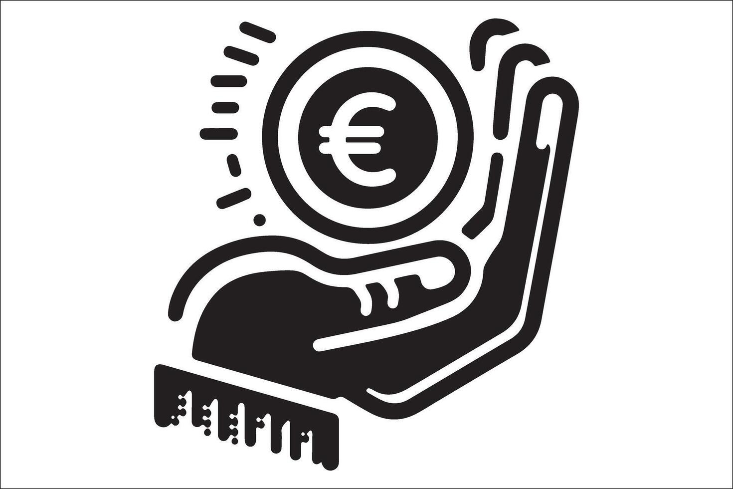 A hand holding a euro coin in its hand vector