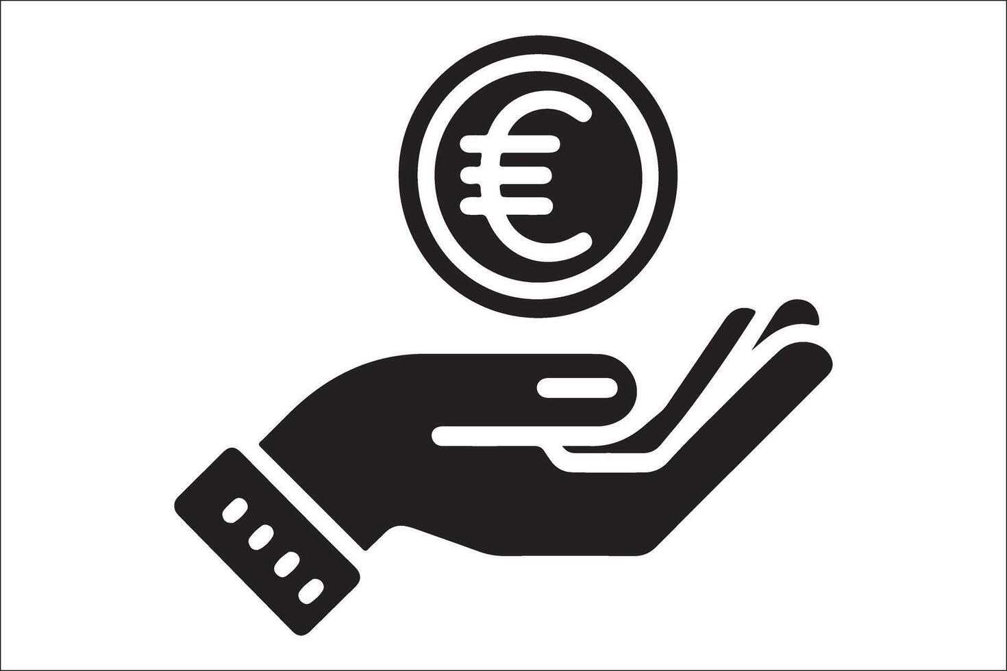 Euro symbol in hand icon illustration vector