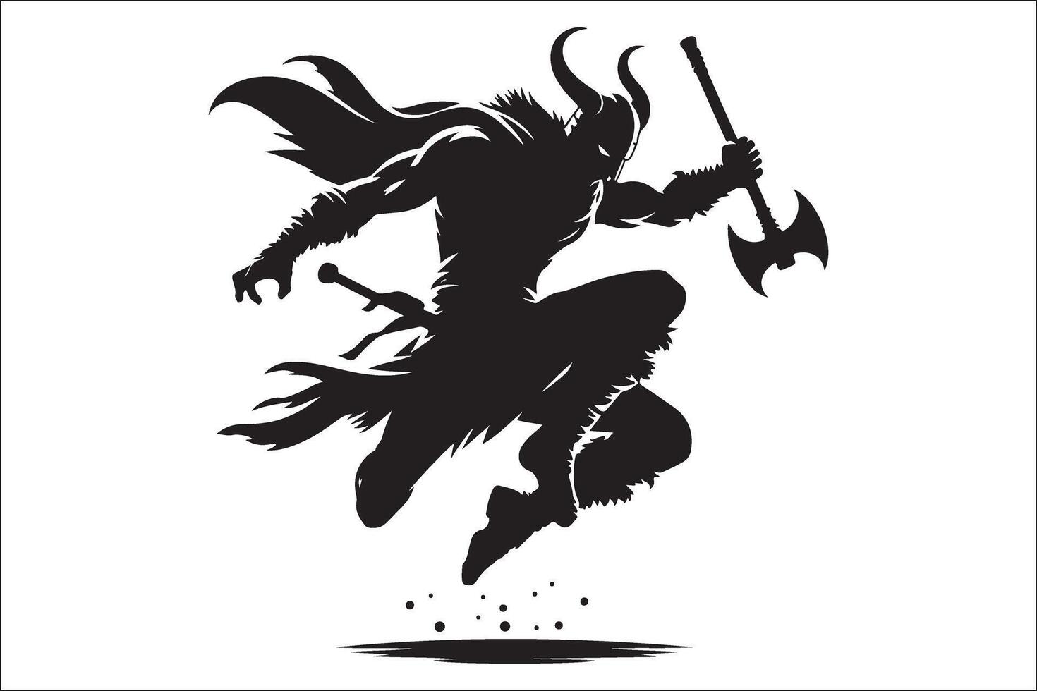 A silhouette of a man with a sword and axe vector