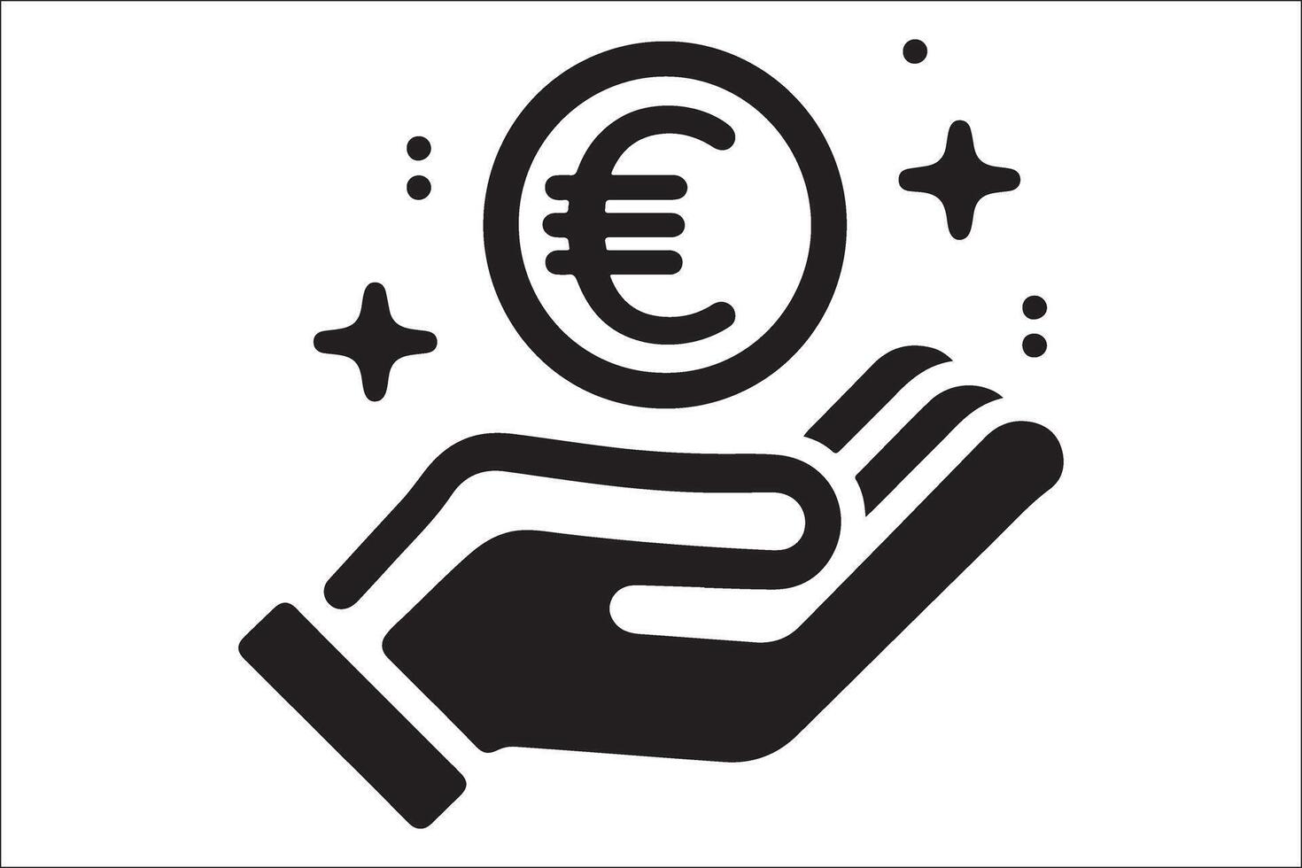 Euro coin in hand icon illustration vector