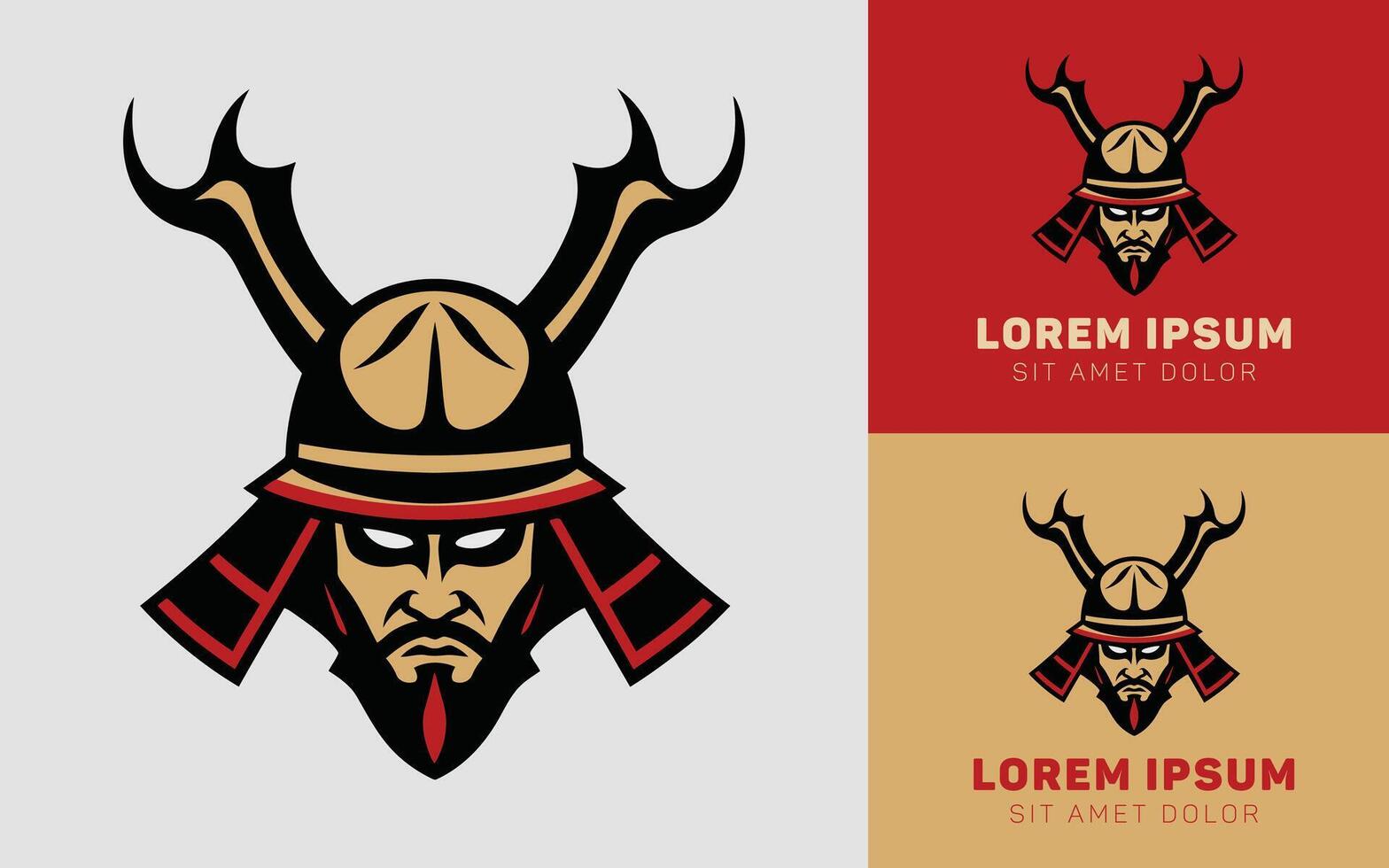 Samurai mask cartoon icons logo vector