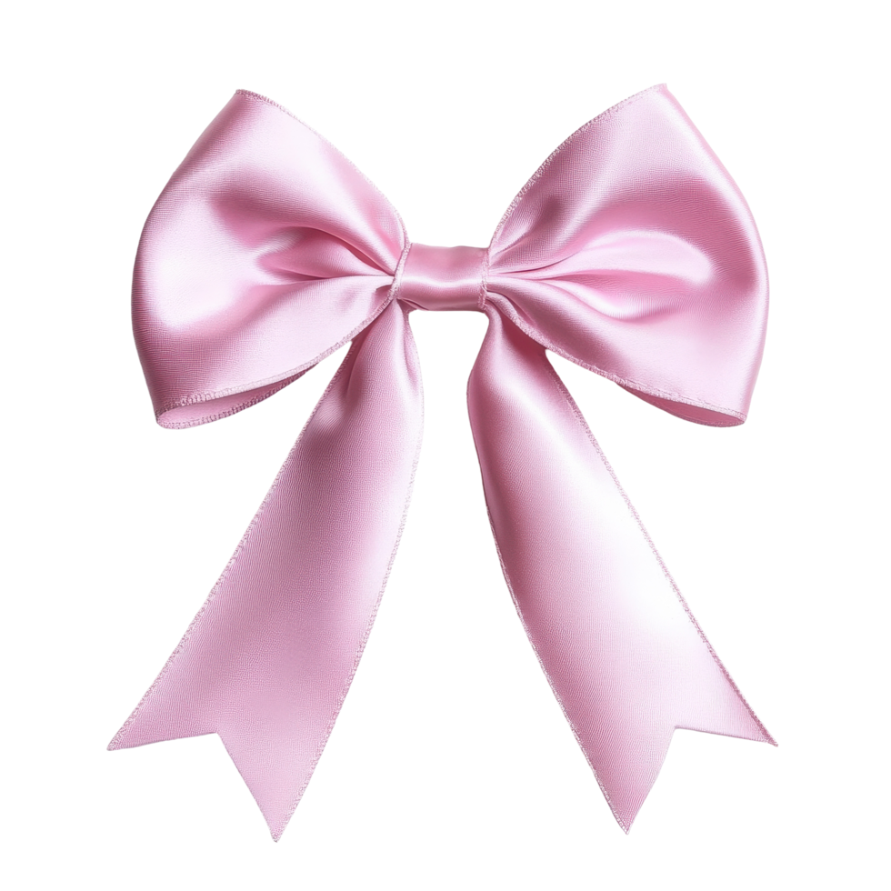 Delicate pink bow with smooth satin finish on Transparent background for decoration and gifts, pink bow in the shape a bow, background png