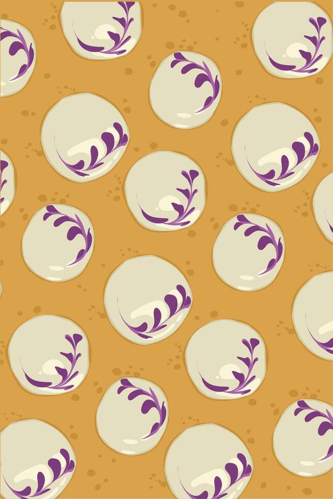 Batik with white pattern and purple paint abstract motif. Cake glaze vector