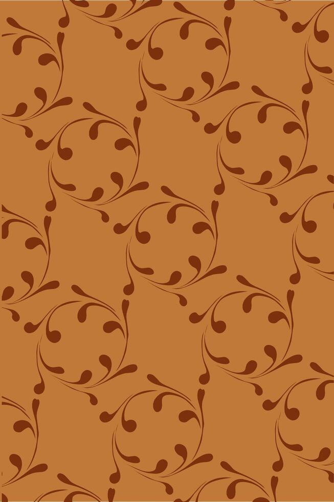Plant batik pattern on brown background vector