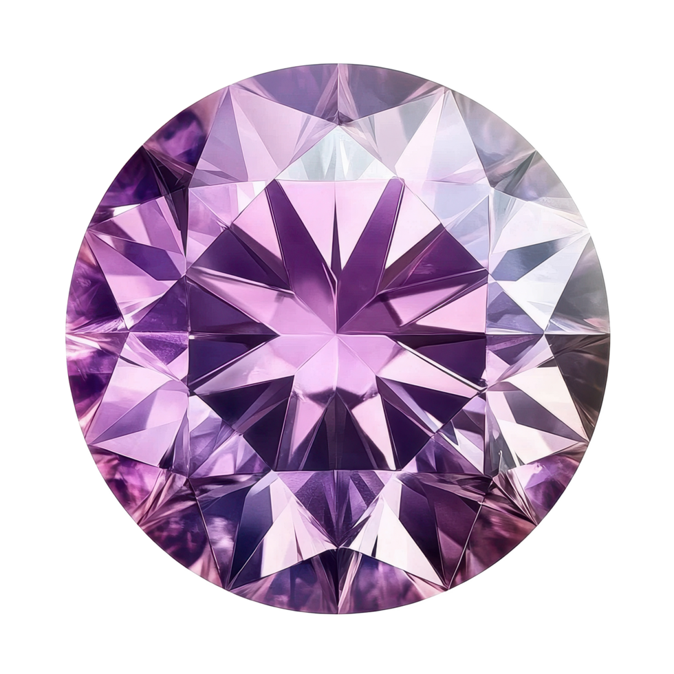 Beautiful purple diamond viewed from top on a Transparent background showcasing its brilliant facets and color depth, guacamole top view isolated on background png