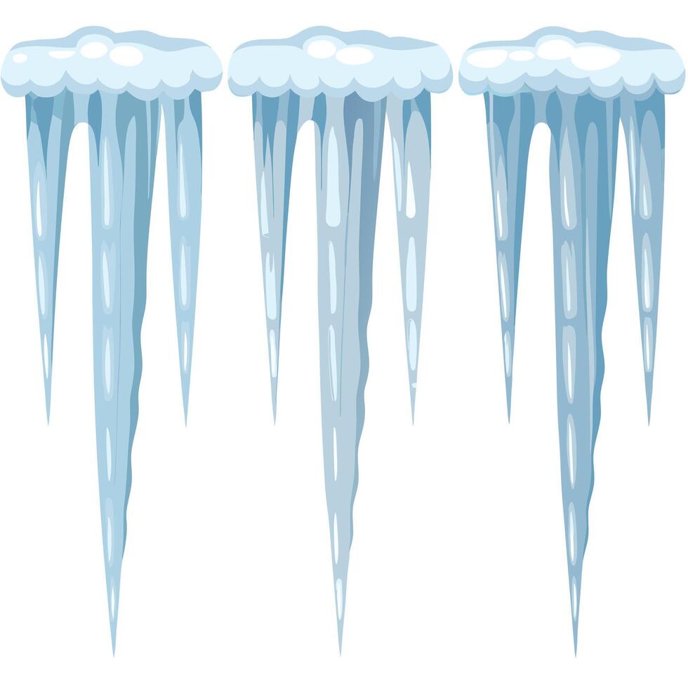 Beautiful of Icicles Hanging from a Snowy Surface with Falling Snowflakes vector