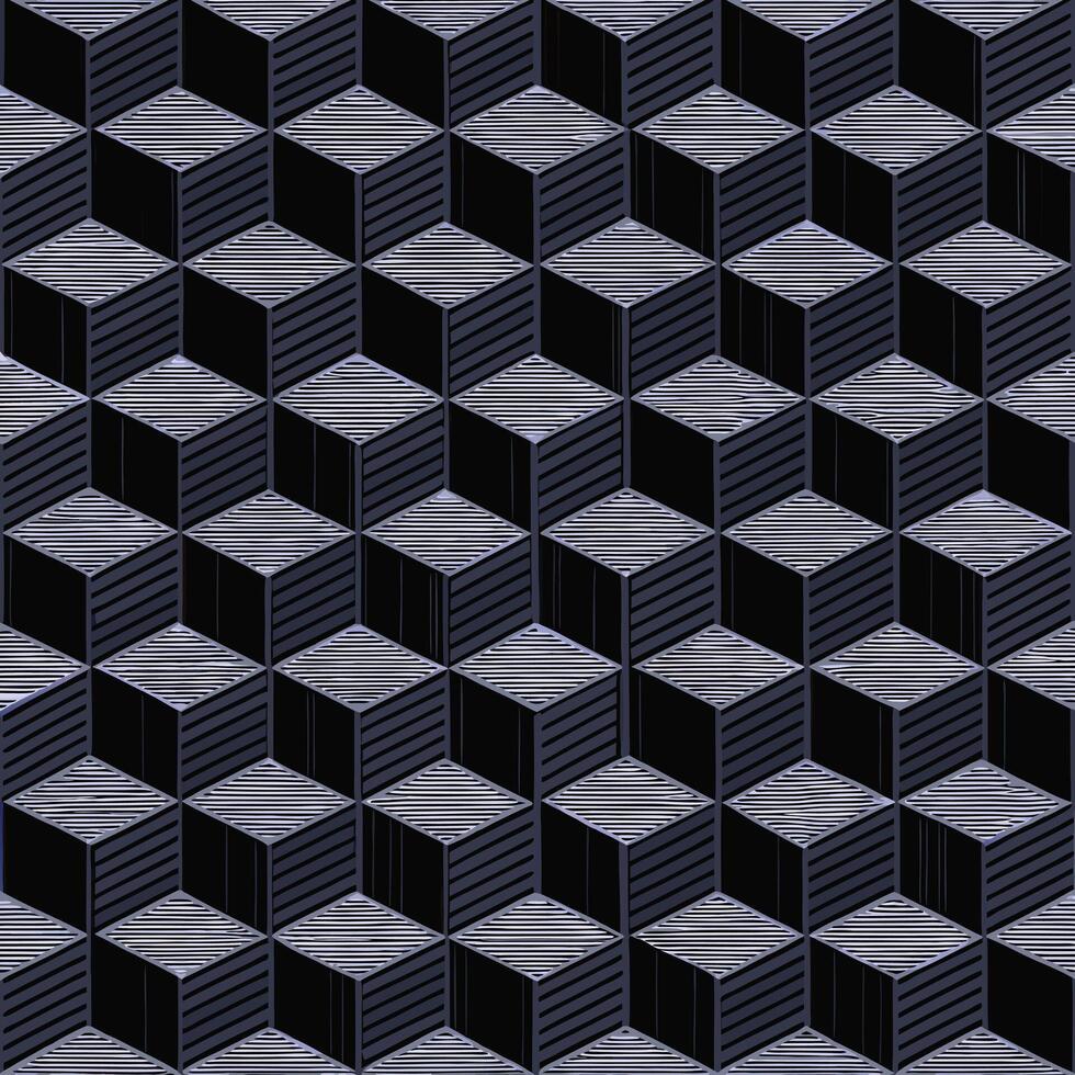 Abstract Geometric Pattern of Interlocking Cubes in Dark Shades of Blue and Black vector
