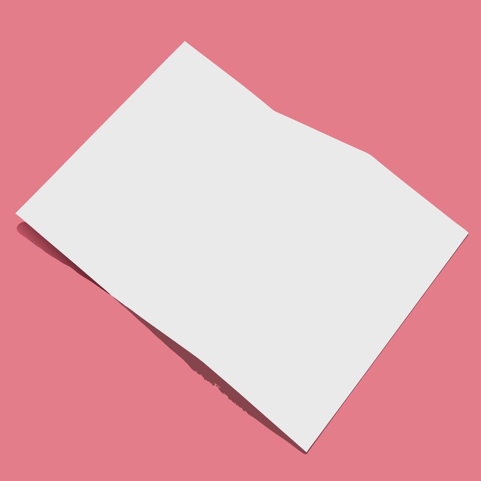 Blank White BiFold Brochure Mockup on Green Background Elegant Minimalist Design Template for Advertising Marketing Presentation vector