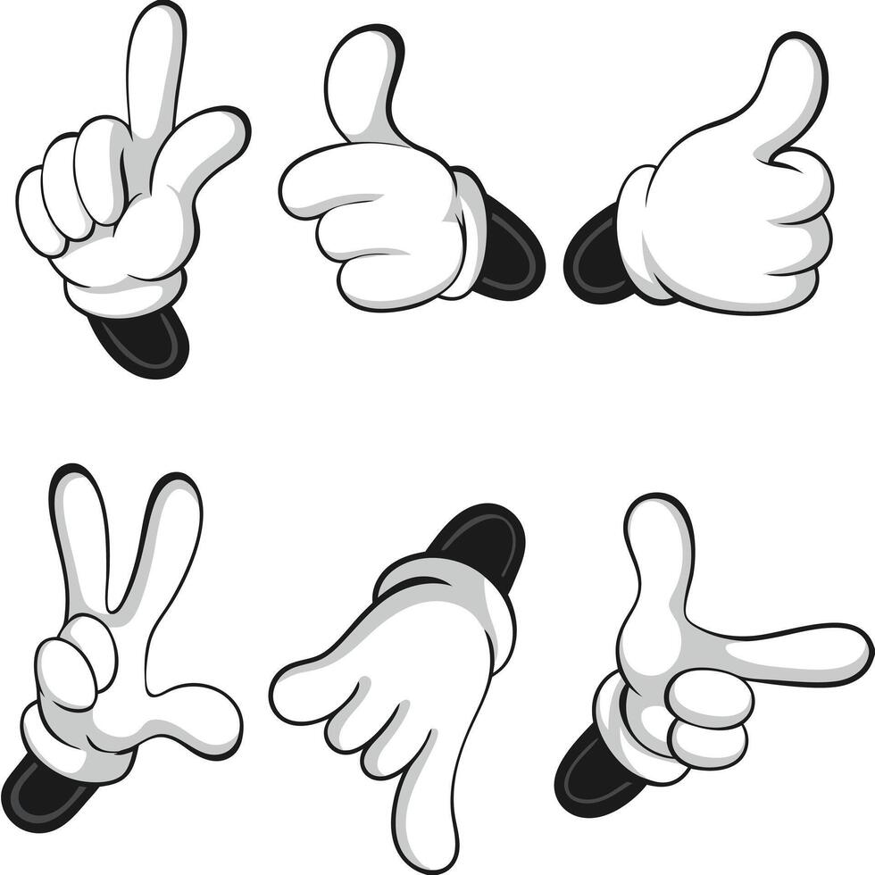 Collection of Cartoon Hands Showing Different Gestures and Hand Signals vector