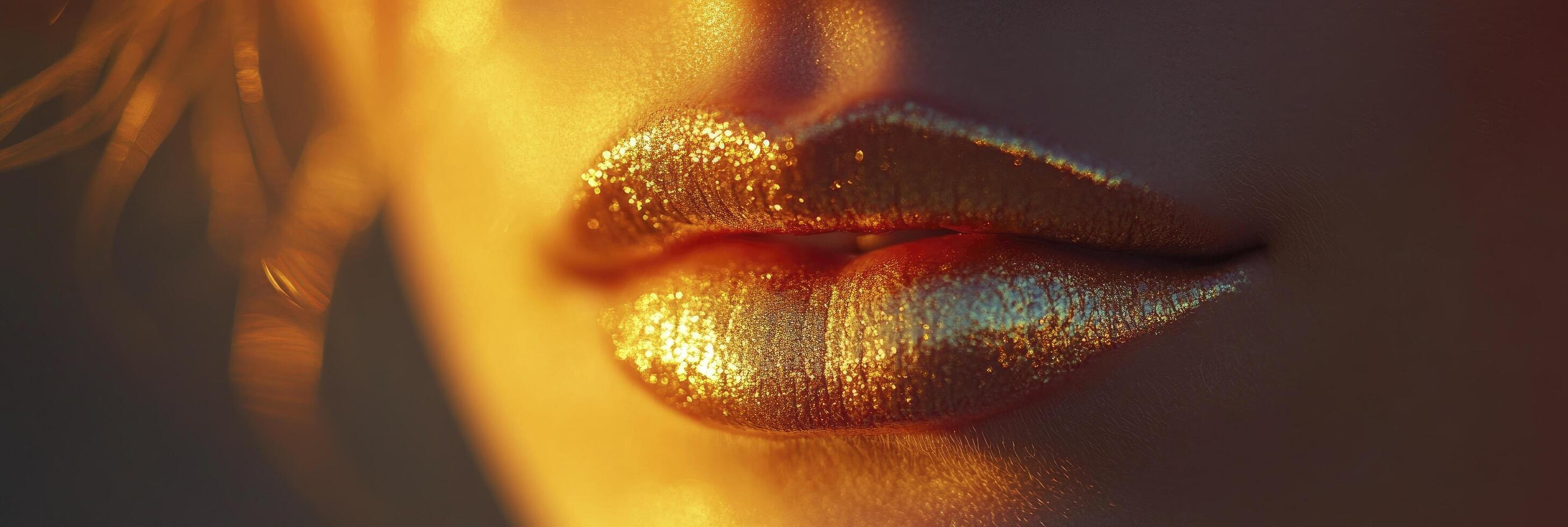 Golden lips, 3d render photo