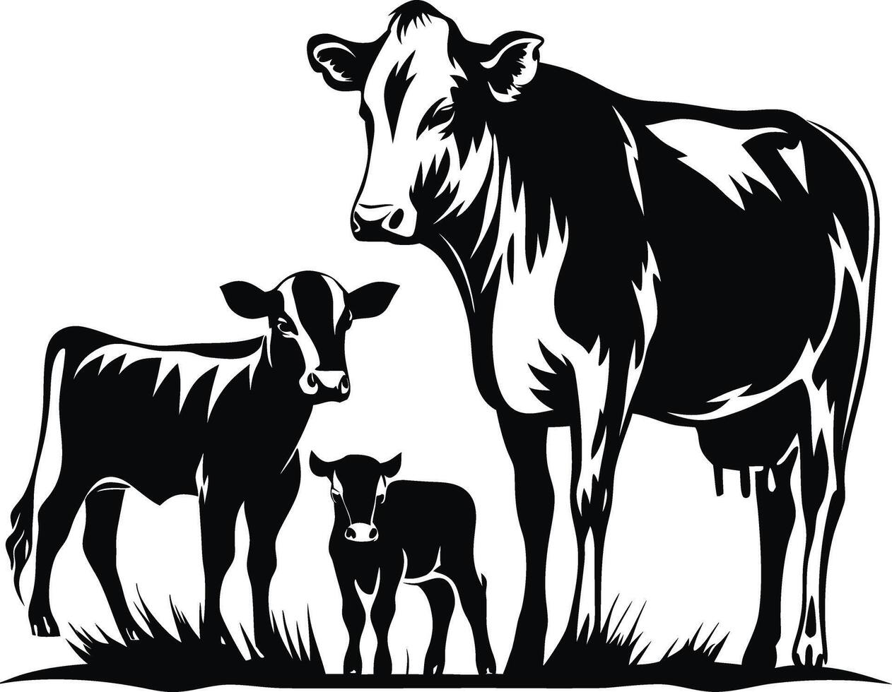 Mother Cow with baby vector