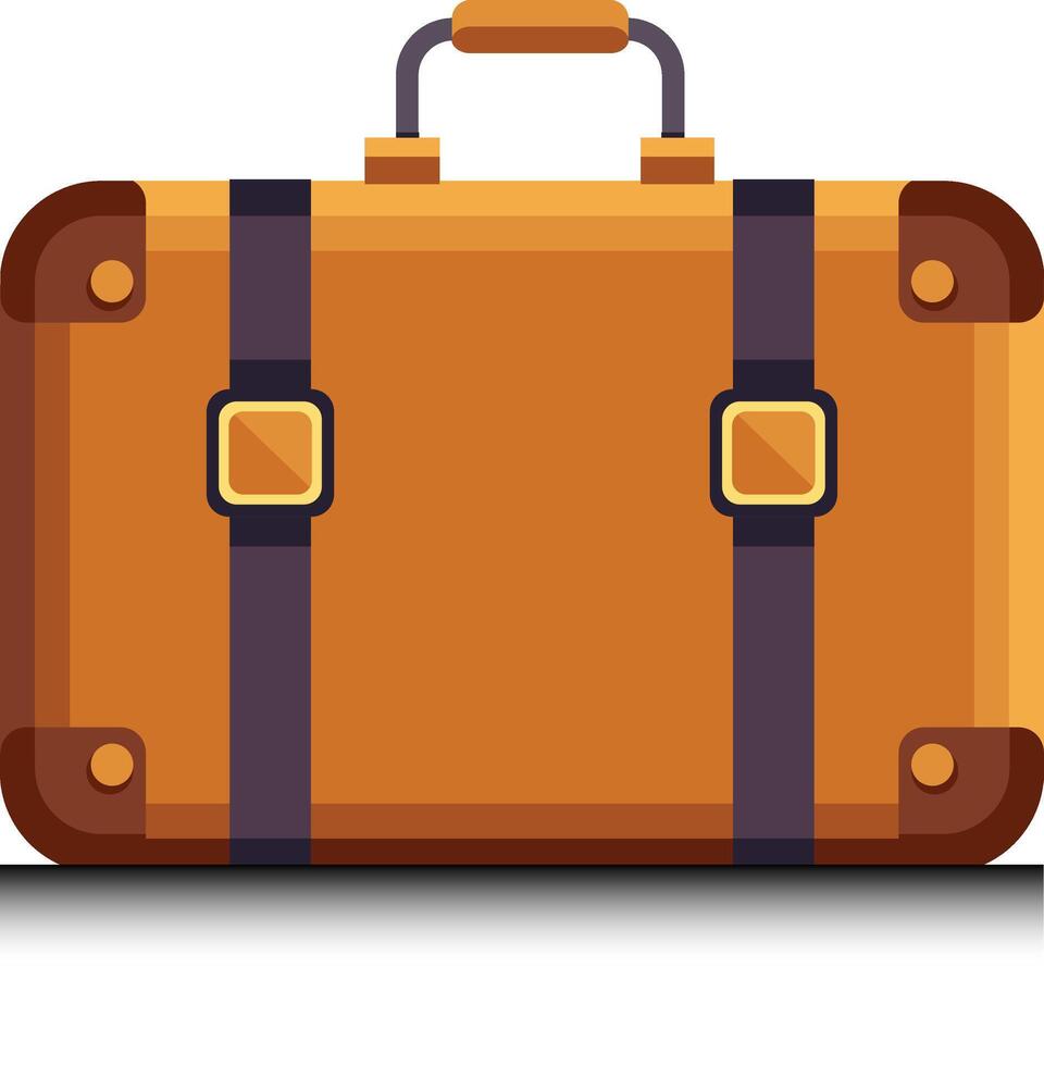suitcase with leather straps vector