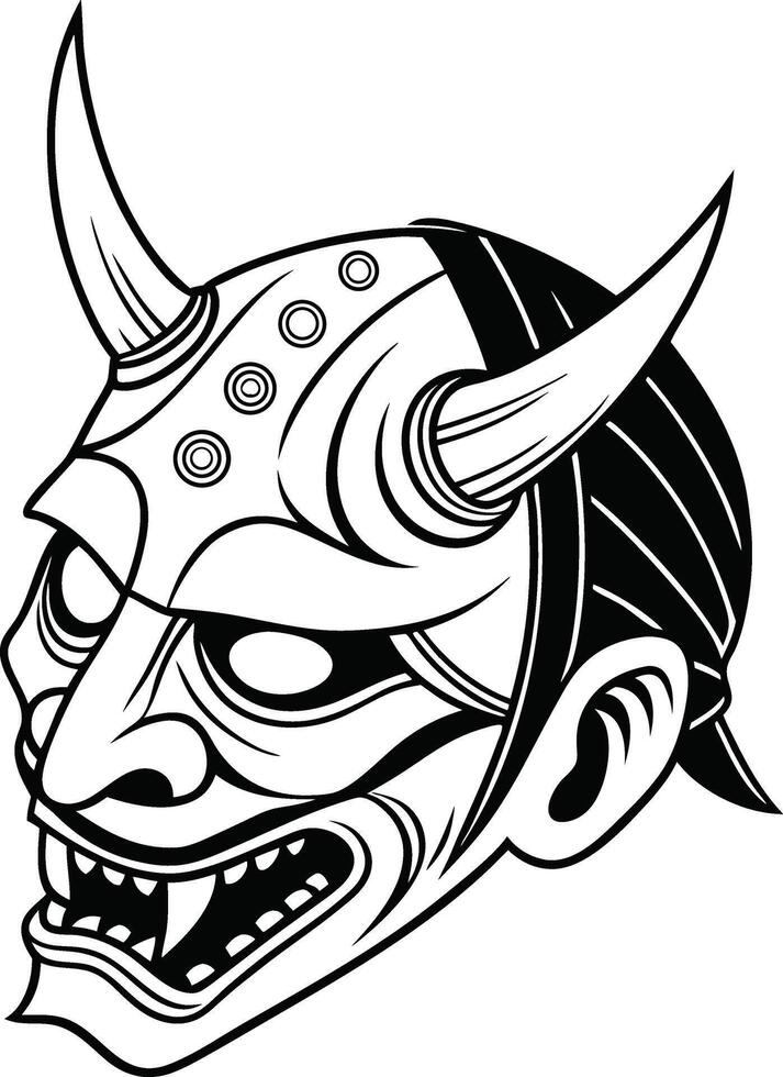 Japanese demon mask vector