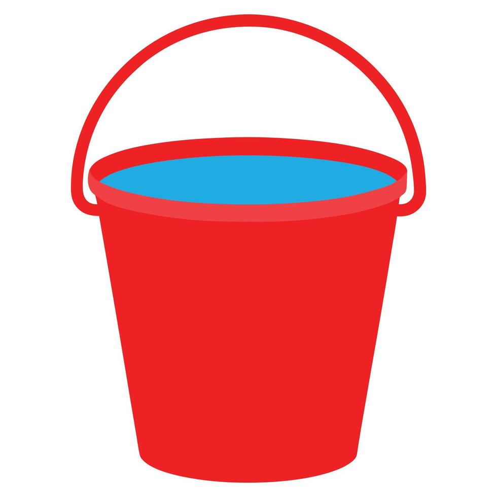 Illustration of full of water red bucket. vector