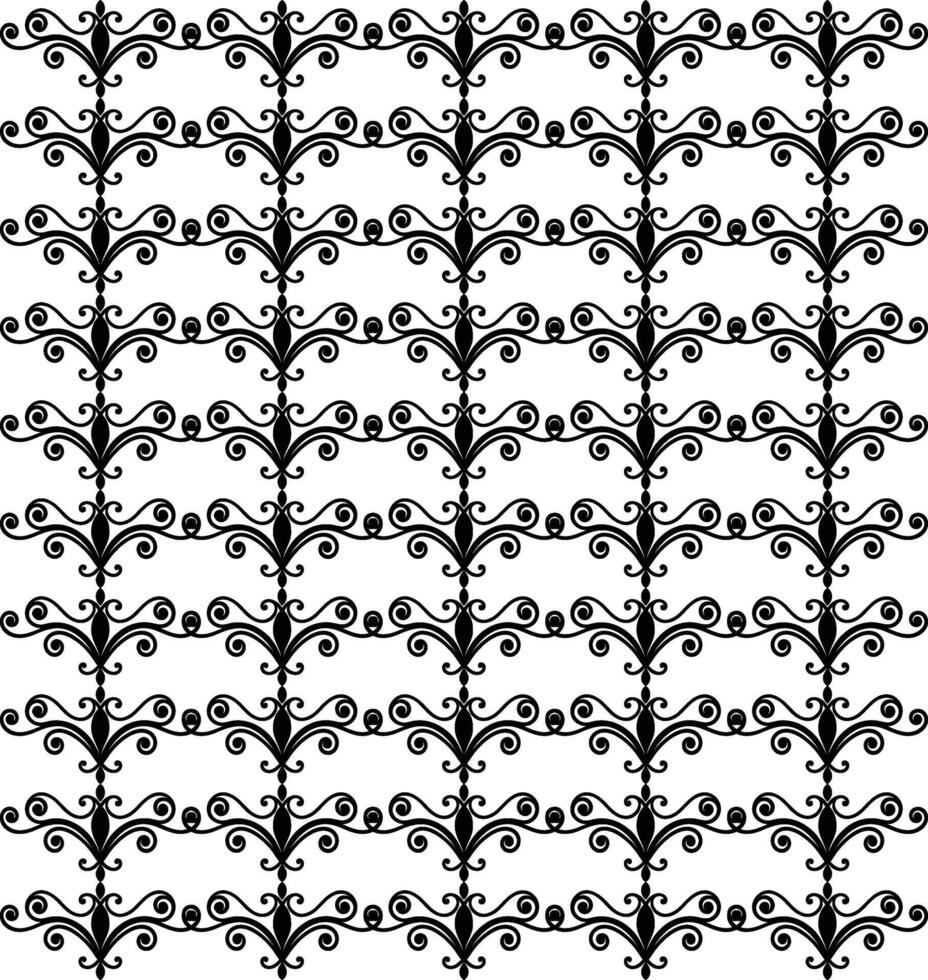 Elegant Black and White Floral Pattern with Swirls and Repeating Design vector