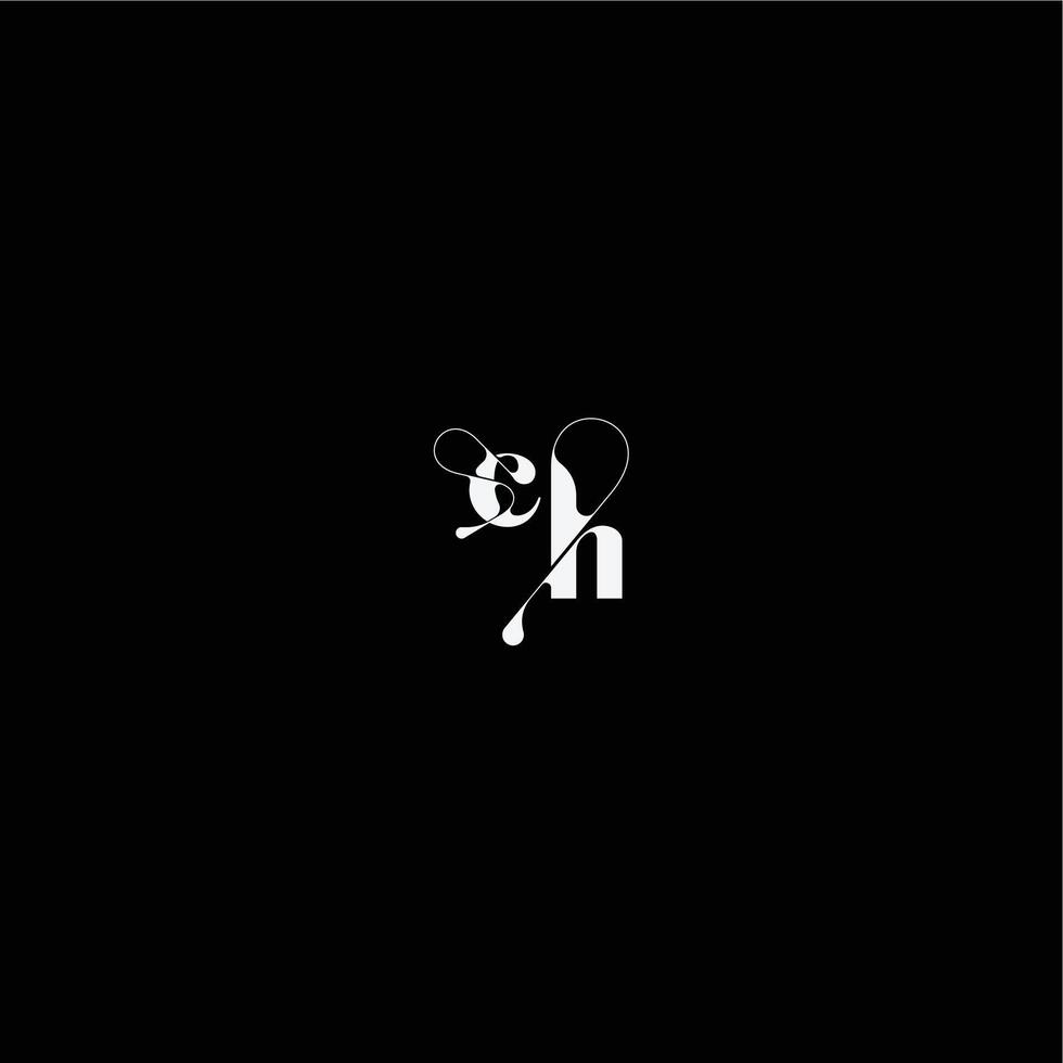 wedding typography initial monogram style and elegant concept CH organic hairline logo letter vector