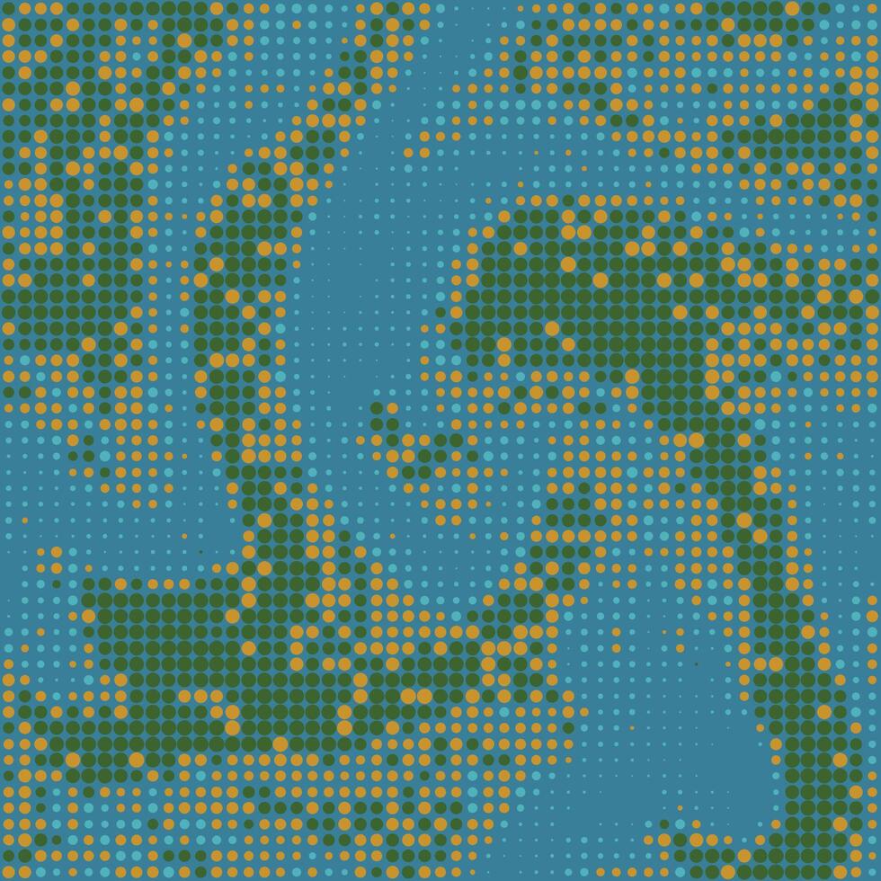 Green and blue camouflage of the LED screen. Urban camo halftone dots texture. Military seamless pattern. Digital maps of the earth vector