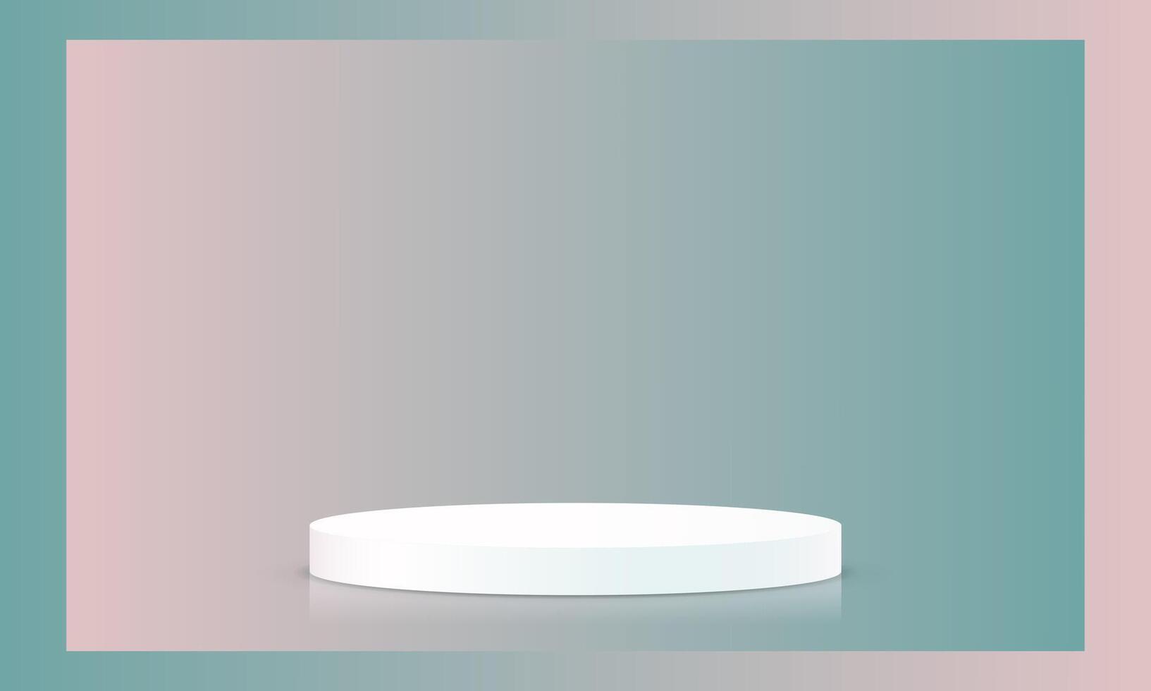 Green and pink background 3d with white podium. 3D abstract studio room with pedestal podium. Space for selling products on the website. illustration. vector
