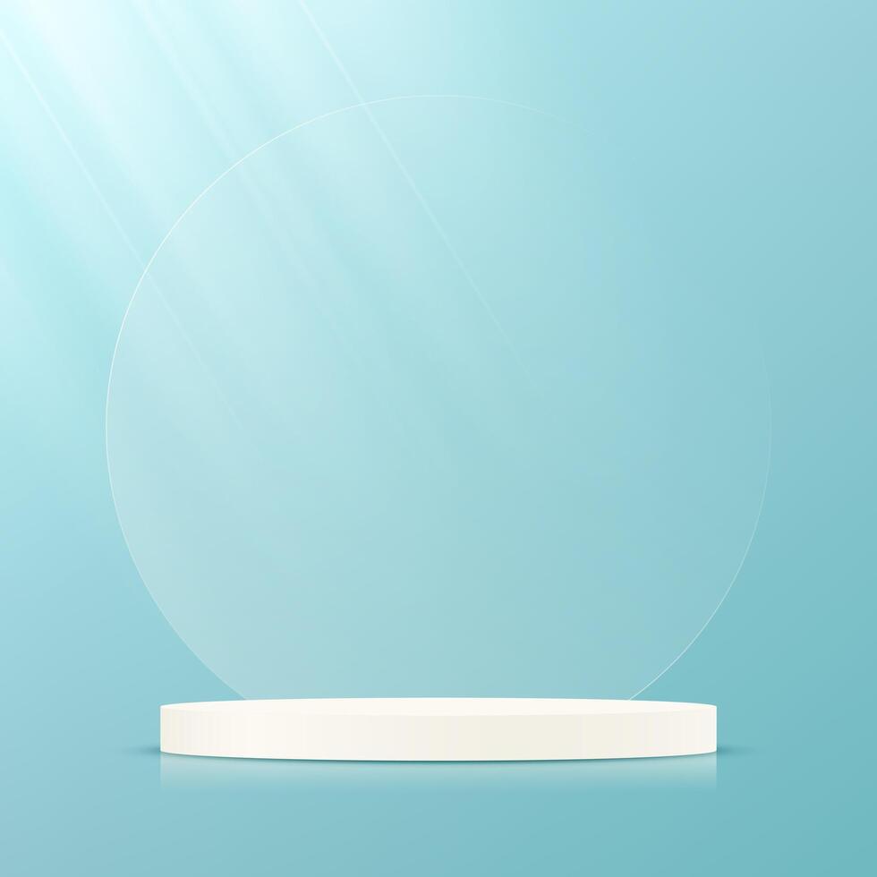 Blue color background 3d with white podium space for selling products, backdrop, wallpaper, background, text. Empty blue studio room background. illustration. vector
