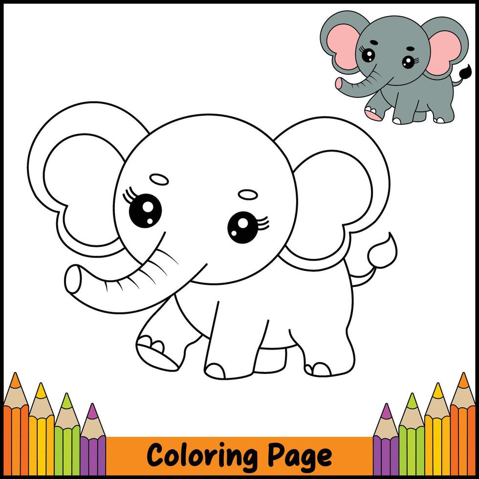 Happy Elephant Coloring Page vector