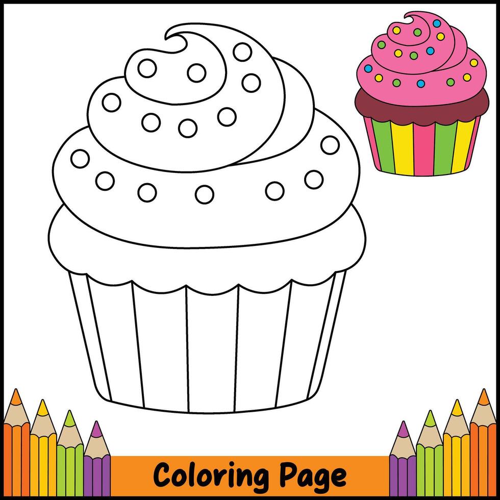 Fun Cupcake Coloring Page vector