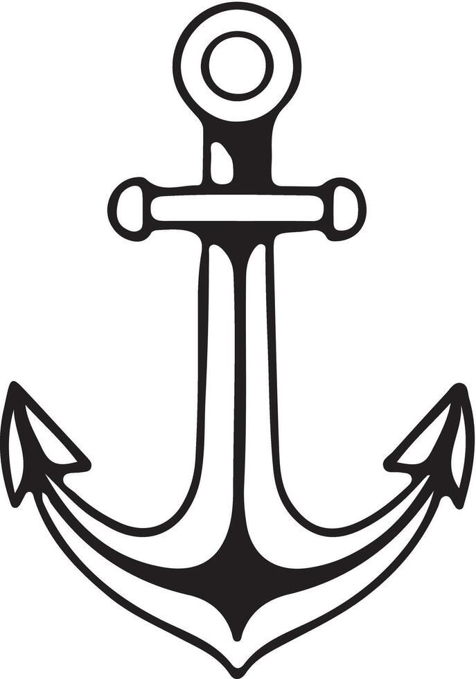 Clean line art silhouette of a classic anchor with sharp vector