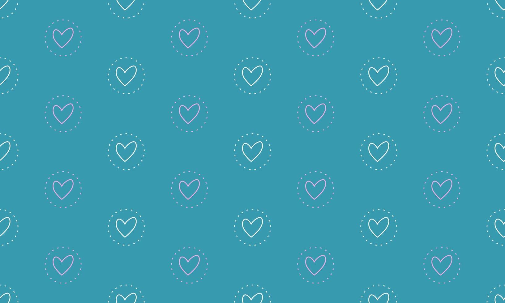 a detailed pattern composed of geometric designs with line light blue heart shape and line pink heart shape on light blue background , design for fabric or various pattern printing works. vector