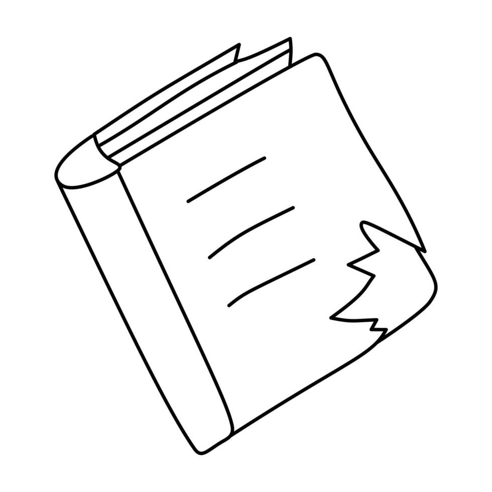 Doodle torn book. Isolated, on white background vector