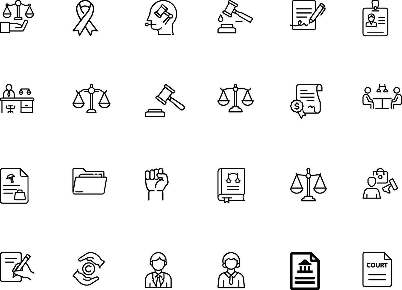 Law And Justice Icons Bundle vector