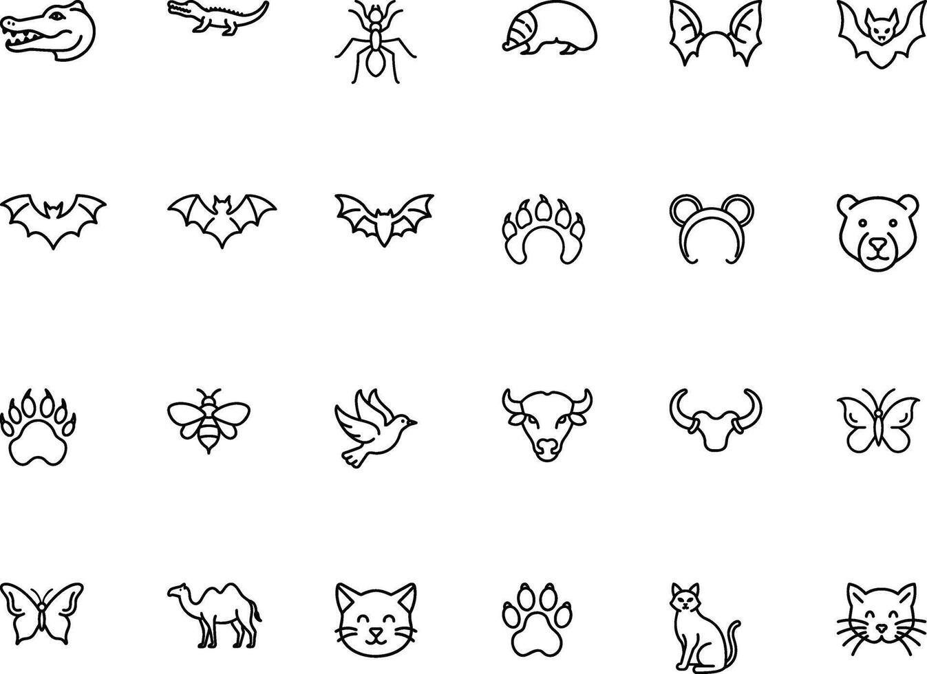 Minimalist Animal Line Art Icons Set vector